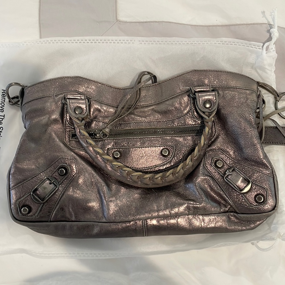 balenciaga silver city handbag